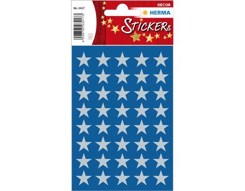 Herma Weihnachtssticker Sterne silber 13 mm 3 Blatt, 120 Sticker
