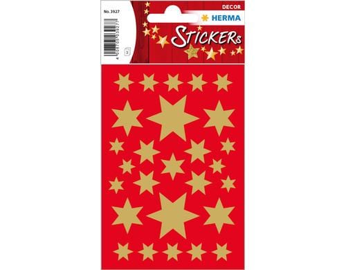 Herma Weihnachtssticker Sterne gold 3 Blatt, 81 Sticker