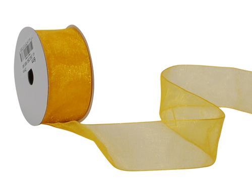 Spyk Geschenkband Organsa gelb, B: 25 mm, Lnge: 6m