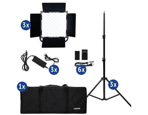 Drr LED Video Light DLP-1000 3er Kit RGB 