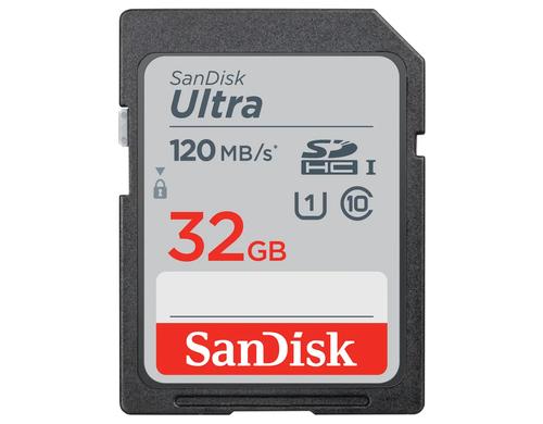 SanDisk SDHC Card Ultra 32GB Lesen 120MB/s, UHS-I U1 , Class 10