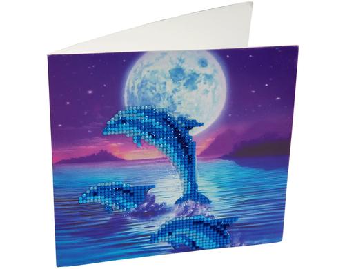 Crystal Art Card Dolphin Pod 18x18 cm