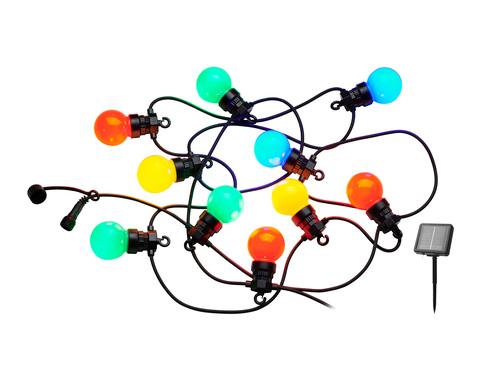 Sirius LED Lichterkette Lucas Solar, farbig Starter Set, Kabel schwarz 3m+ 3m, 10 LEDs