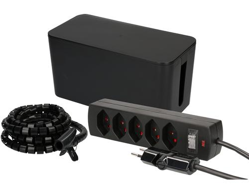 Max Hauri Kabelbox inkl. Steckerleiste 5xT13, 2m Kabel mit Schalter, 235x115x121mm
