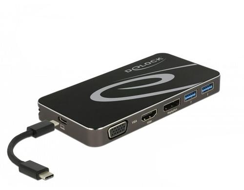 Delock Dockingstation USB Type-C 3.2 HDMI+ DP+ VGA 1080p, USB Hub + USB PD 3.0