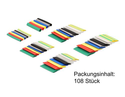 Delock Schrumpfschlauch, Sortimentsbox 108-teilig, farbig, 4cm, 3-15mm Durchmesser