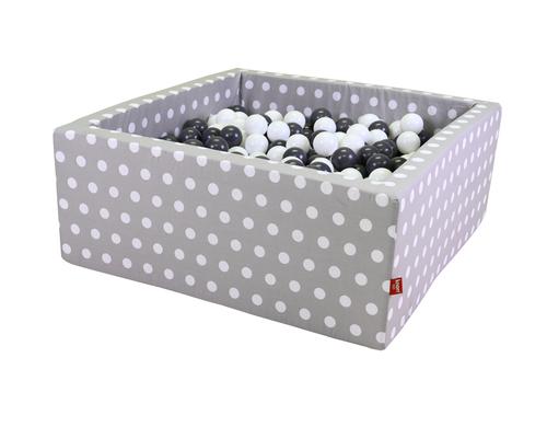 Bllebad soft eckig - Grey white dots inkl 100 Blle grey/creme