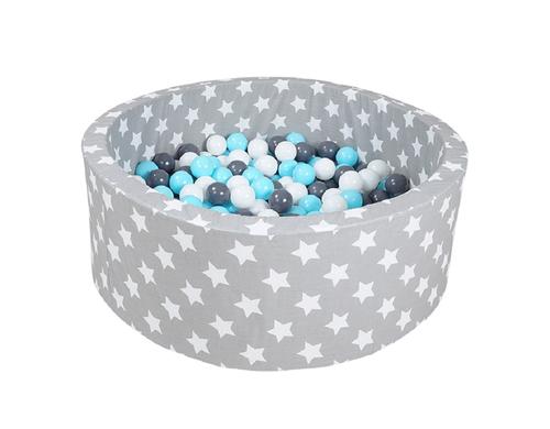 Bllebad soft - Grey white stars 300 balls creme/grey/lightblue