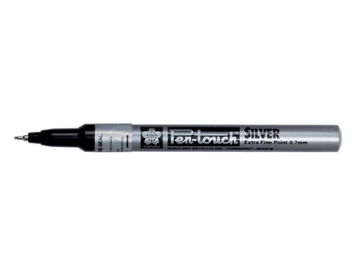 Sakura Lackmarker Pen-Touch Extrafein 0.7mm Wasserfest, Lichtbestndig, Farbe: Silber