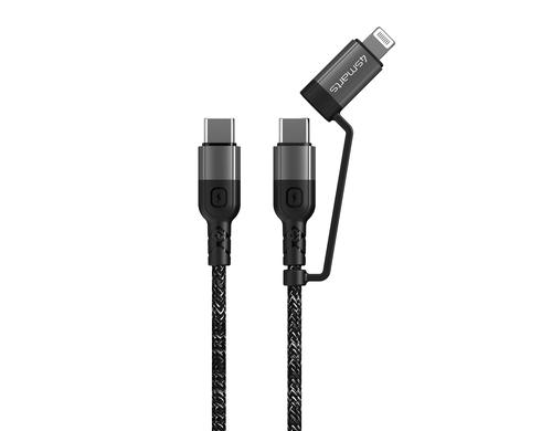 4smarts USB-C - USB-C& Lightning-Kabel 3A, 1.5m, Monochrome, ComboCord