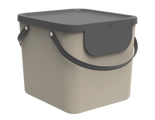Rotho Recyclingbehlter 40L Albula cappuccino/anthrazit, 40 x 35.8 x 34 cm