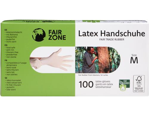Fair Zone Einweg Latex Handschuhe M weiss 100 Stck,FSC fair gehandelter Kautschuk