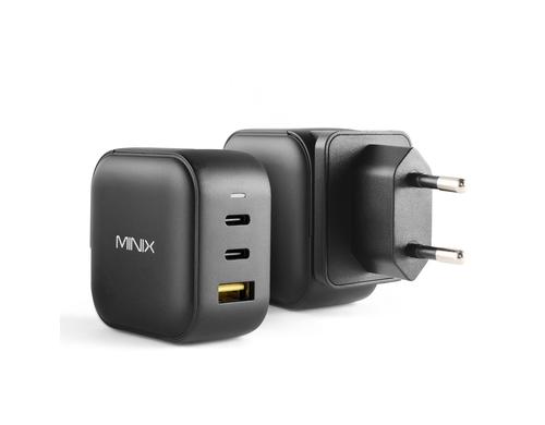 Minix NEO P1, 3-Port GaN Fast Charger 2x USB-C 3.0, 1x USB-A 3.0, 65W max.