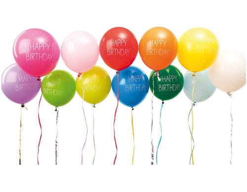 Rico Design Luftballon Happy Birthday farbigs sortiert, 30 cm, 12 Stck