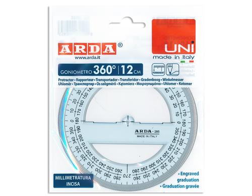 ARDA Kreislineal 12cm UNI 360 aus Polystyrol glasklar