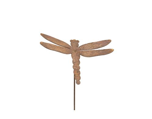 Ambiance Libelle auf Stab Metall rost, 20x15 cm + Stab 50 cm