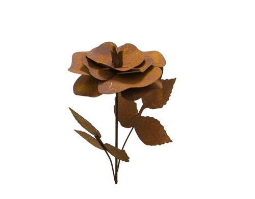 Ambiance Rose mit Blttern, Metall rost H: 85 cm