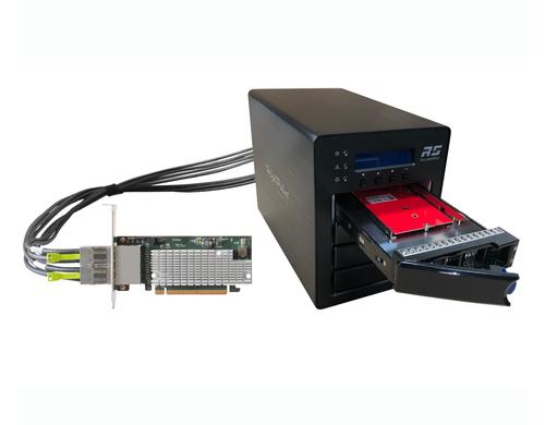 Highpoint SSD6540M 4xM.2 NVME RAID-Storage PCI-Ex16, 2xSFF-8644 Kabel, 4-Bay Case