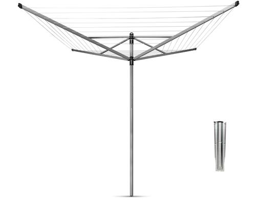 Brabantia Wschespinne Lift-O-Matic 60m mit Metallbodenanker, metallic grey
