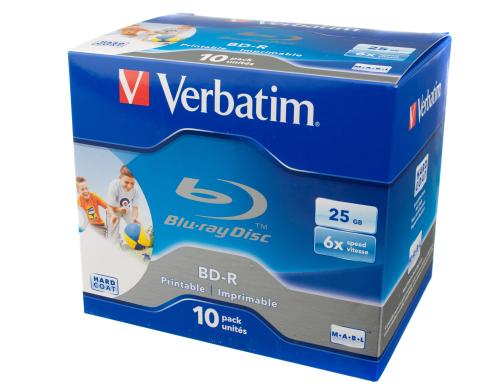 Verbatim BD-R 6x Single Layer 25GB 10-Pck. Blu-ray printable, Jewel Case,