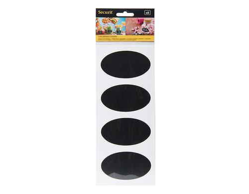 Securit Kreidetafelstickers schwarz Oval, 4.7 x8cm, 8 Stickers