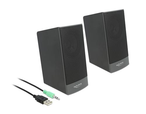 Delock Stereo 2.0 Lautsprecherpaar 3.5mm Klinke, 1.25m Kabel, USB-Strom