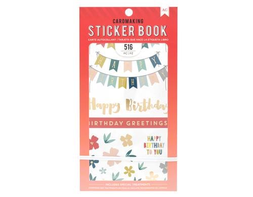 American Crafts Stickerbuch, 30 Seiten Birthday Greetings