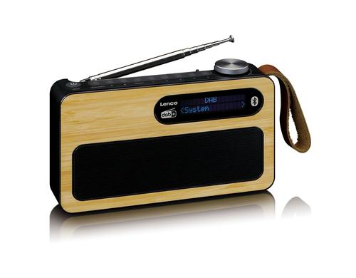 Lenco PDR-040, Portables DAB+ Radio Bambus schwarz, bis 16h Akku