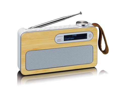 Lenco PDR-040, Portables DAB+ Radio Bambus weiss, bis 16h Akku