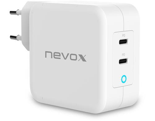 Nevox Dual USB-C PD Ladegert weiss, 100W Fast Charge
