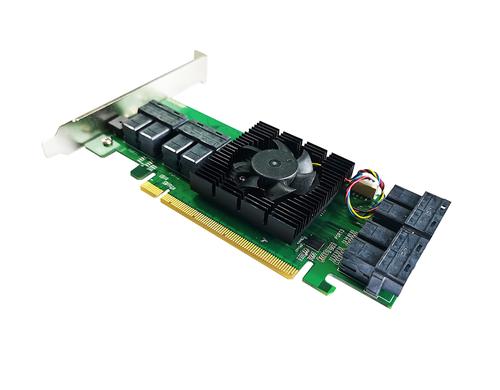 Highpoint SSD7180 RAID-Kontroller, 8x NVME PCI-Ex16v3, RAID 0,1/10, 4xSFF-8643, LP