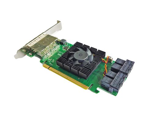Highpoint SSD7184 RAID-Kontroller, 8x NVME PCI-Ex16v3, RAID 0,1/10, 2x8643, 2x8644