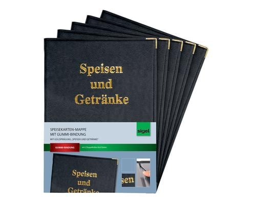 Sigel Speisekarten-Mappe, schwarz fr 8 Seiten, schwarz, Kunststoff, fr A4