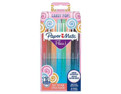 Papermate Flair Medium Candy Pop M, 0.7mm, mehrere Farben, 16 Stk. Blister
