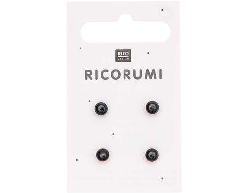 Rico Knopfaugen mit Steg braun-schwarz, 5 mm, 4 Stck