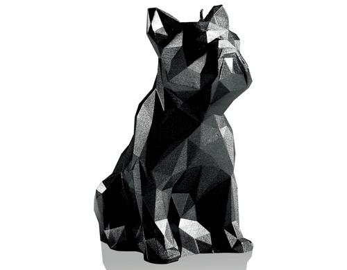 Candellana Kerze Bulldogge,Schwarz Metallic, 15 x 7.5 x 13 cm, Brenndauer 24h