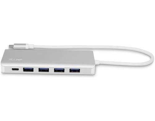 LMP USB-C Hub, 4xUSB-A, 3xUSB-C, Silber Aluminium, Ladefunktion, extern Netzteil