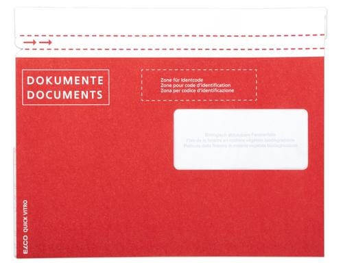 Elco Quick Vitro Dokumententaschen rot aus Papier, C5, Fenster rechts, 250 Stck