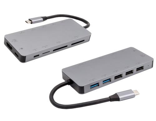 exSys  EX-1221HM, 11 in 1 USB 3.2, Metall, mit 1xHDMI, 1x C-Port mit PD, 2xUSB 3.0