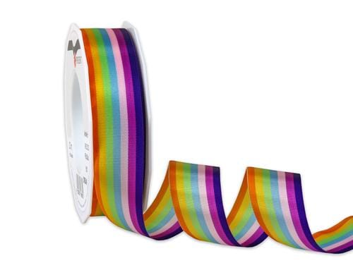 Pattberg Geschenkband Regenbogen Grsse: 2.5 cm x 20 m, Farbe mehrfarbig
