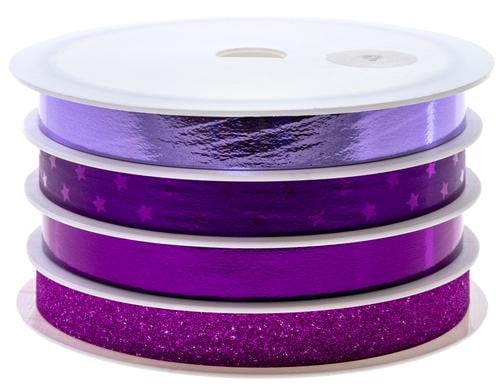 Pattberg Geschenkband-Set Glitter Grsse: 10 mm x 20 m, Farbe: lila