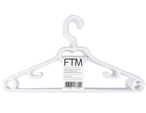 FTM Kleiderbgel weiss 10er Set Kunststoff, 42.5 x 23 x 0.8 cm