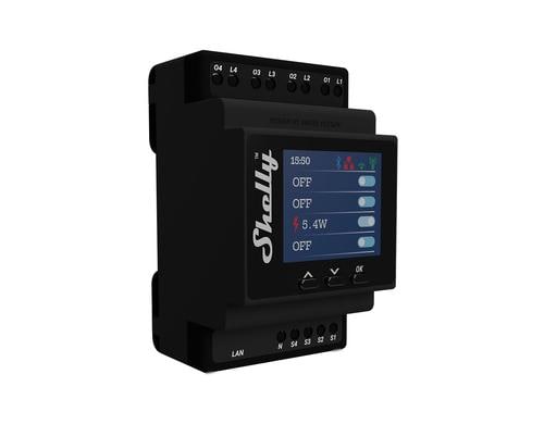 Shelly Pro 4PM LAN und WiFi-DIN-Rail Switch LAN und WLAN 4 Kanal Schaltaktor, Bluetooth