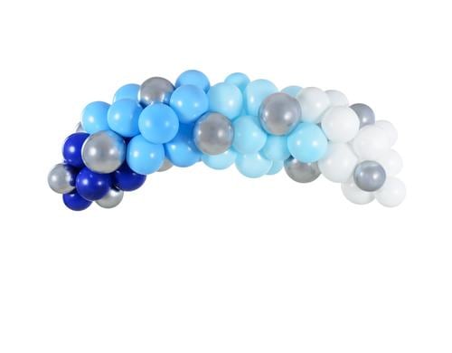 Partydeco Ballon Girlande blau, silber 2 m, 60 Ballons