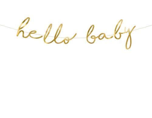 Partydeco Girlande Hello Baby gold, 70 x 18 cm, spiegelpapier