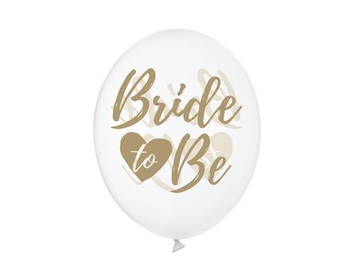 Partydeco Ballons Bride to be, transp/gold D: 30 cm, 6 Stck