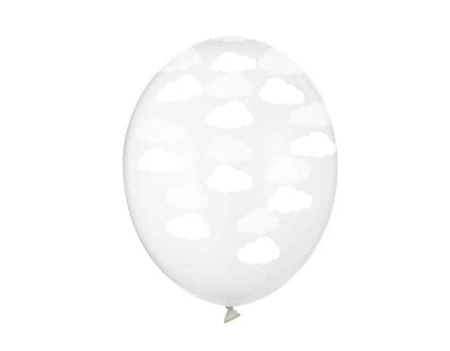 Partydeco Ballons Wolken transparent/weiss D: 30 cm, 6 Stck