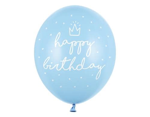 Partydeco Ballons Happy Birthday past-blau D: 30 cm, 6 Stck