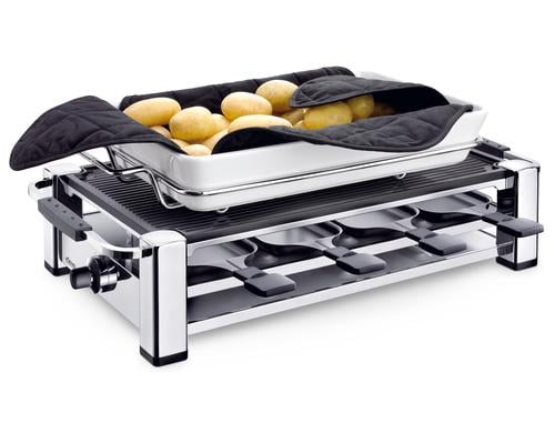 Koenig Raclette-Grill und Kart. Wrm B02159 1500W, 8er, Kartoffelwrm., Chrom
