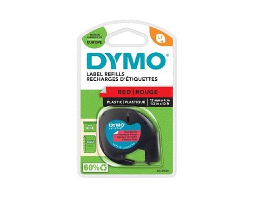 Dymo LetraTag Beschriftungsband, Plastik rot, 12mm x 4m - fr alle LetraTag Gerte